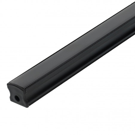 Black Profile for 2 m LED Strips - Rectangular, Aluminium, 17,5 x 14,5 x 2000mm, Clips