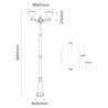 Lâmpada solar de rua 260CM 12W IP65