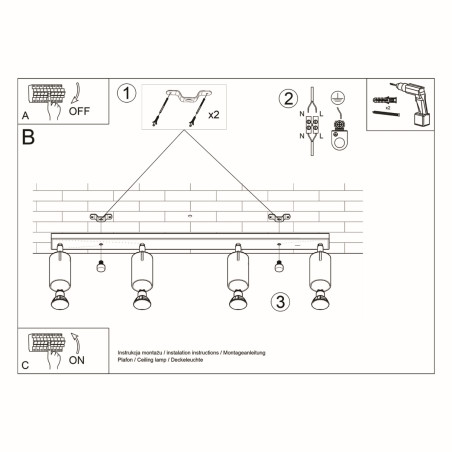 Deckenleuchte RING 4L weiß