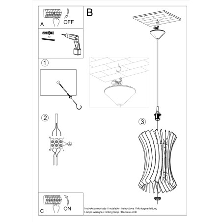 Candeeiro pendente ORIANA madeira