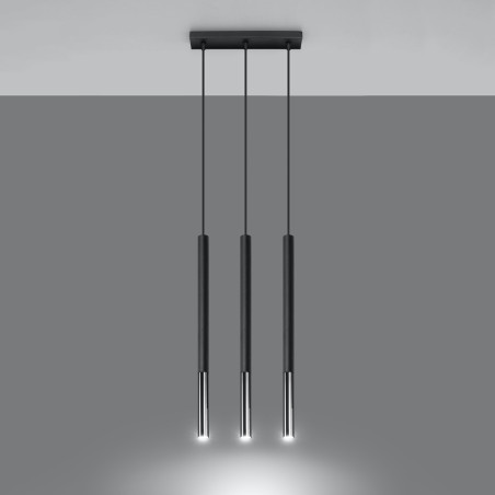 Lampe suspendue MOZAICA 3L noir/chrome