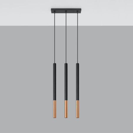 Lampada a sospensione MOZAICA 3L nero/rame