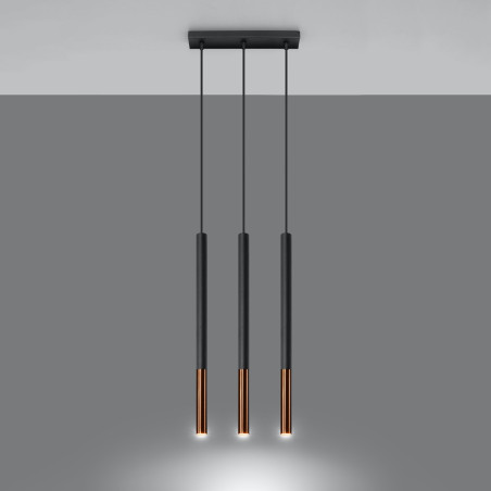 Lampe suspendue MOZAICA 3L noir/cuivre