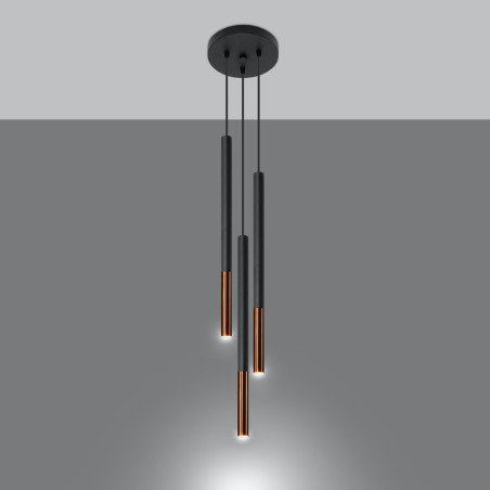 Lampada a sospensione MOZAICA 3P nero/rame