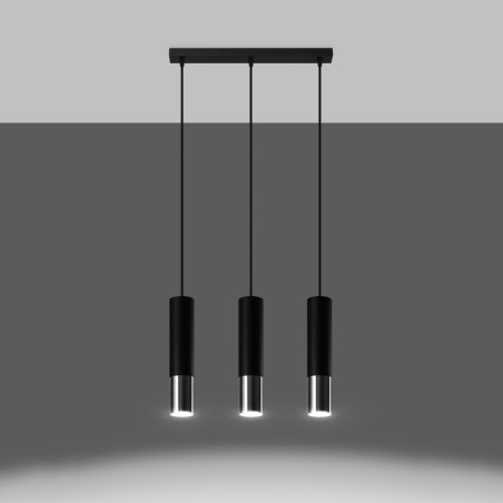 Hängeleuchte LOOPEZ 3L schwarz/chrom