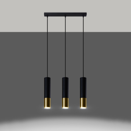 Lampe suspendue LOOPEZ 3L noir/doré