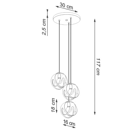 Lampe pendante TULOS 3P noir