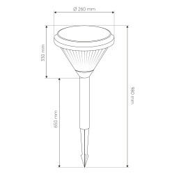 medidas con pincho Baliza Solar LED de Pie 75 cm 6W IP65