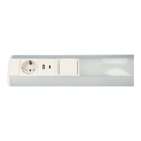 Lampe LED sous meuble 9W Schuko & prise USB A+C
