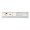 Under cabinet LED power light 9W Schuko & USB socket A+C - White/grey