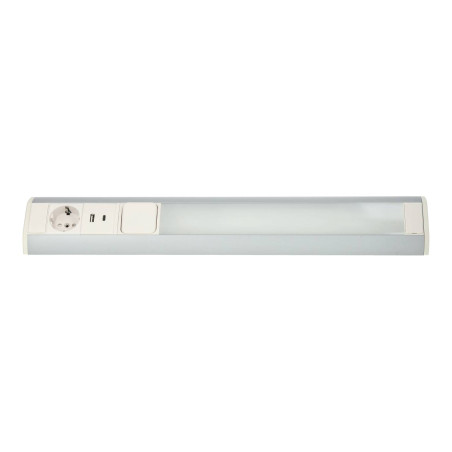 Candeeiro LED sob o armário 9W Schuko e tomada USB A+C