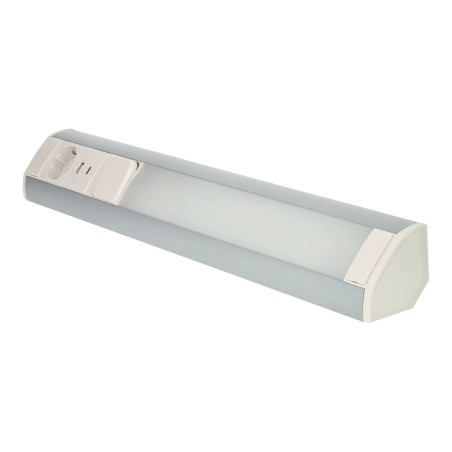Regleta LED bajo mueble 9W toma Schuko & USB A+C - blanco/gris