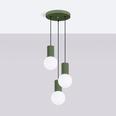 Pendant lamp HALO 3P olive green