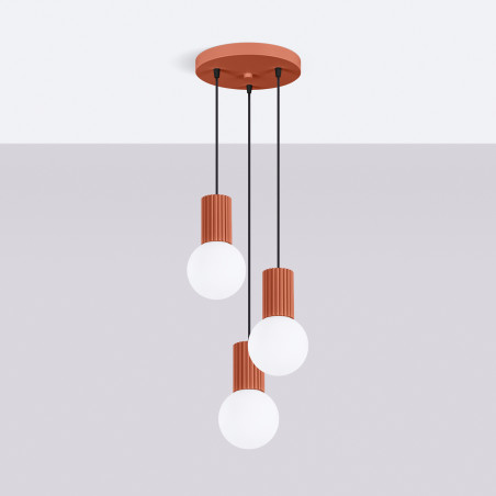Lampe suspendue HALO 3P rouge ochra