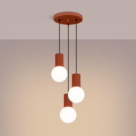 Lampe suspendue HALO 3P rouge ochra