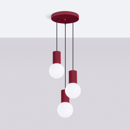 Pendant lamp HALO 3P burgundy