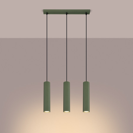 Pendant lamp KARBON 3L olive green