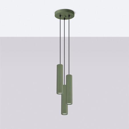 Lampe suspendue KARBON 3P vert olive