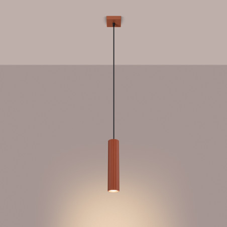 Lampe suspendue KARBON 1 rouge ocre