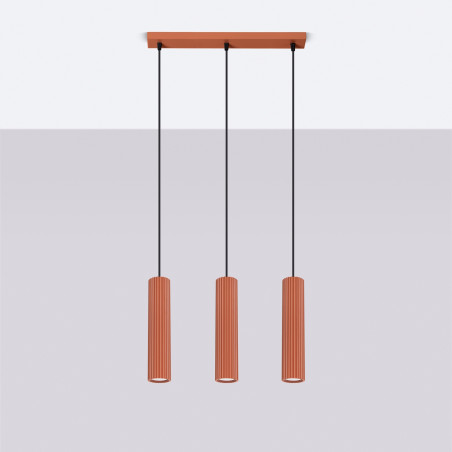 Lámpara colgante KARBON 3L rojo ocre
