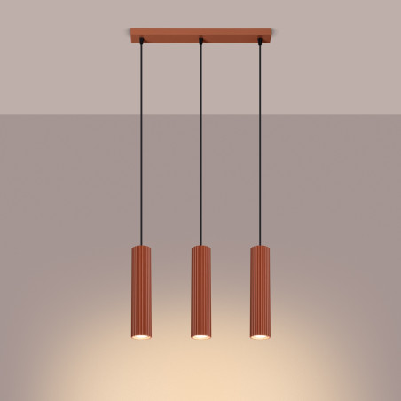 Lampada a sospensione KARBON 3L rosso ocra