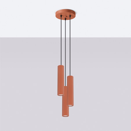 Candeeiro suspenso KARBON 3P vermelho ocre