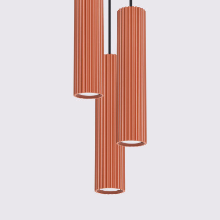 Candeeiro suspenso KARBON 3P vermelho ocre