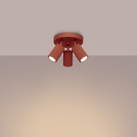 Plafonnier KARBON 3P rouge ocre