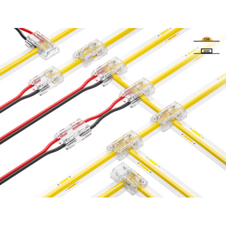 Connecteur transparent 9 en 1 pour bandes LED 12/24 V 10 mm