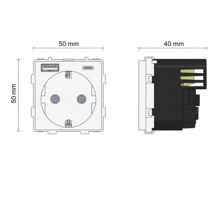 Basisstecker schuko 16A USB A+C