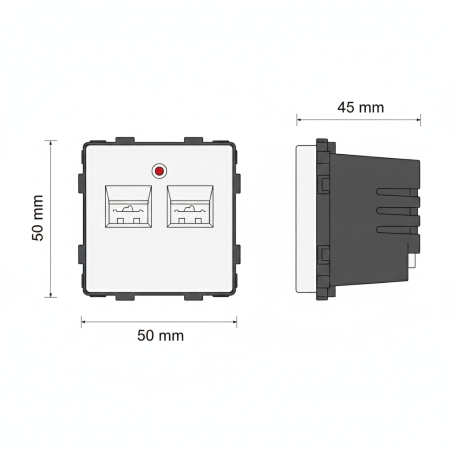 Base USB de Recesso Duplo