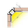 Perfil de Aluminio para Esquina Empotrable para Escayola / Pladur para Tira LED hasta 12mm