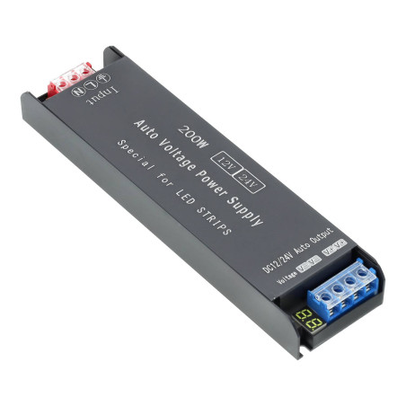 Trasformatore LED 200W con Regolazione Automatica 12V/24V
