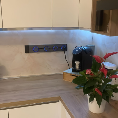 Binario con prese elettriche scorrevoli