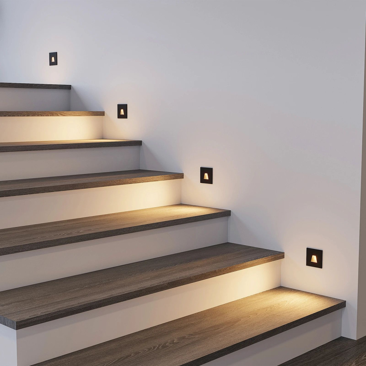 Baliza LED Exterior 3W Empotrable Pared Cuadrado Trapecio Negra