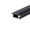 Black Profile for 1m LED Strips - Rectangular, Aluminium, Clips