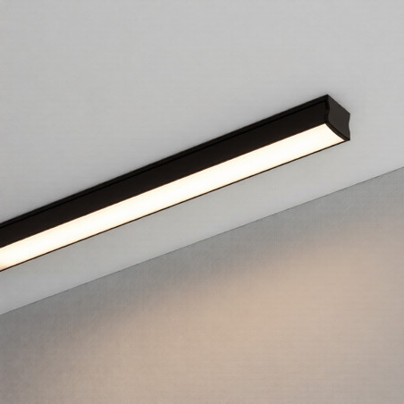 Black Profile for 2 m LED Strips - Rectangular, Aluminium, 17,5 x 14,5 x 2000mm, Clips