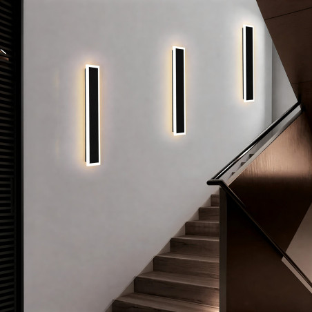 Lâmpada de parede linear LED 18W preto 60cm