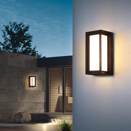 LED E27 square black wall lamp IP54