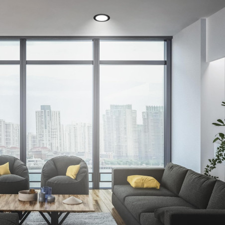 Painel de downlight 6W redondo PRETO