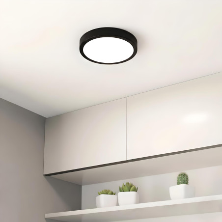 Plafoniera soffitto a LED 24W rotonda nera