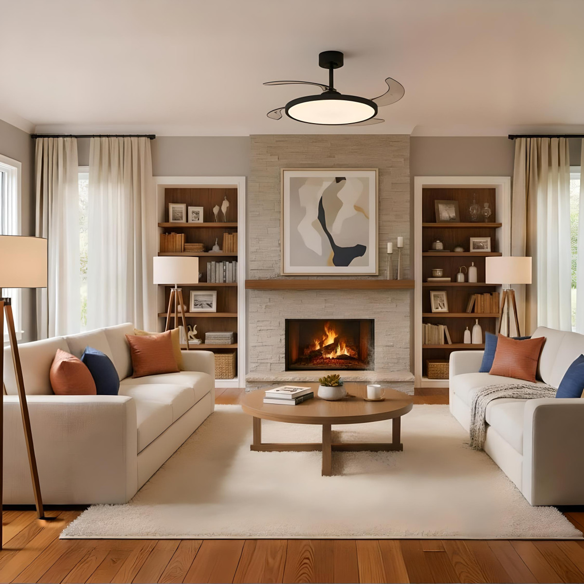 Ventilador de techo LED Slim Retráctil 3CCT con control remoto