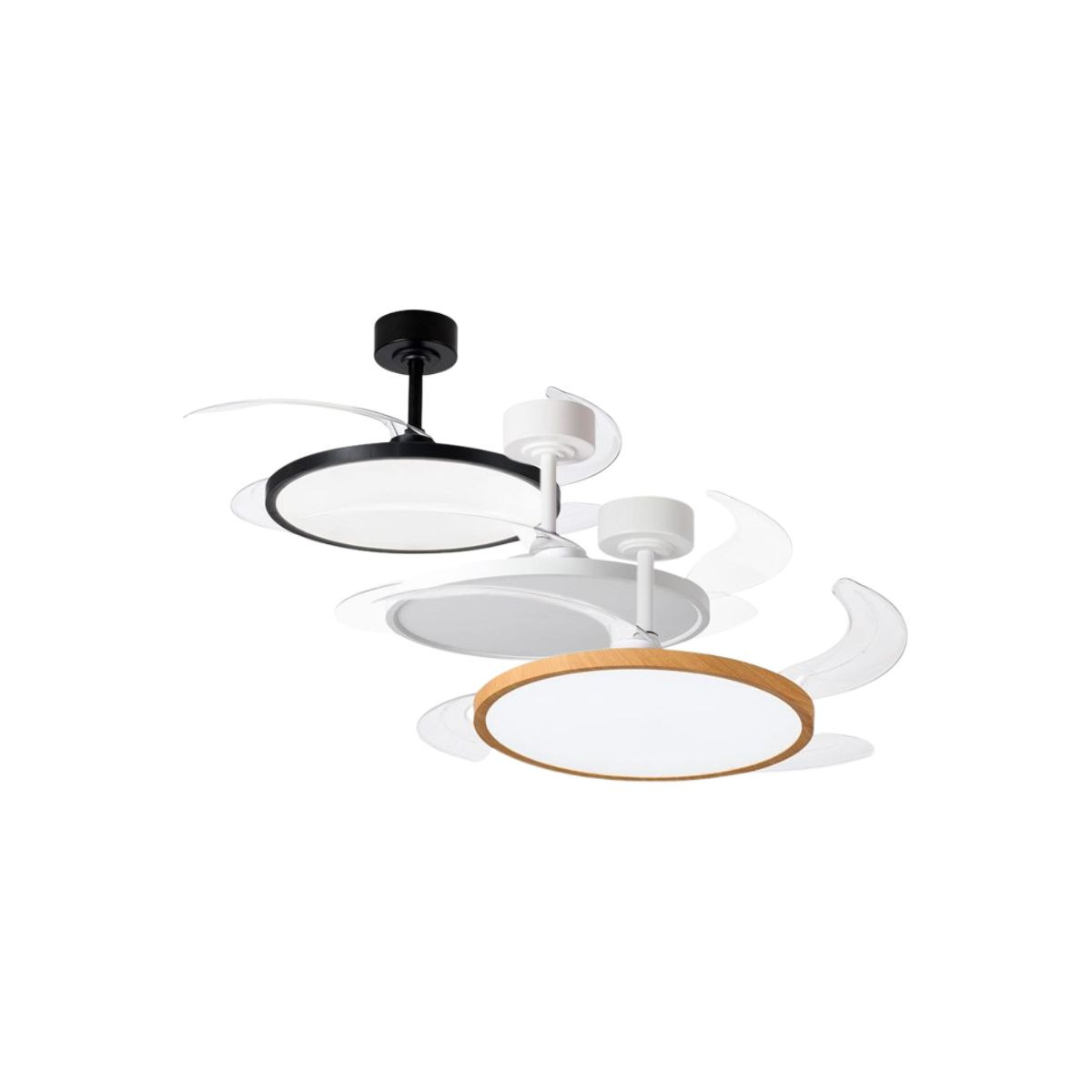 Retractable blades Ceiling fan 3CCT LED light with remote control