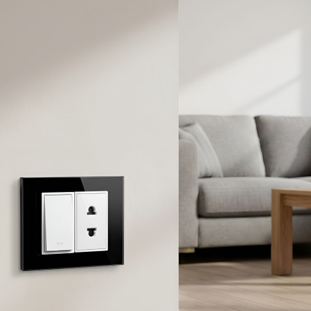 Base enchufe mixto modular 10A serie cristal