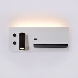 Aplique LED de Pared con USB y Luz de Lectura 3W + 7W Lado Derecho