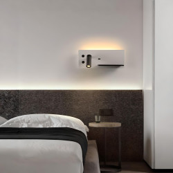 Aplique LED de Pared con USB y Luz de Lectura 3W + 7W Lado Derecho de la cama