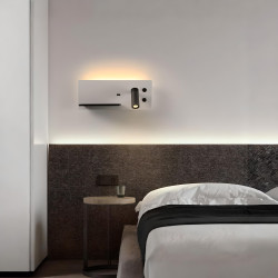 Aplique LED de Pared con USB y Luz de Lectura 3W + 7W Lado Izquierdo de la cama