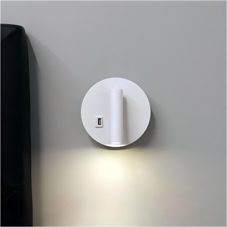 APPLIQUE MURALE EN ALUMINIUM 3+8W USB