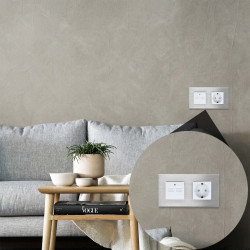 Brushed Aluminium Frame 2 Gang grey