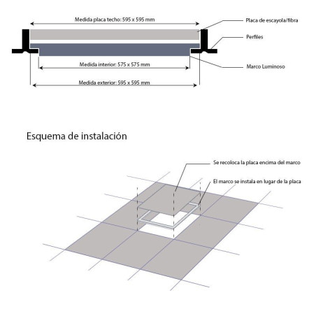 Telaio luminoso a LED 60x60 da 56W